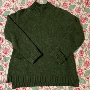 J Jill green cotton/wool t neck sweater.